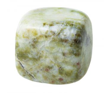 natural mineral gem stone - specimen of Moss agate (mocha stone) gemstone isolated on white background close up