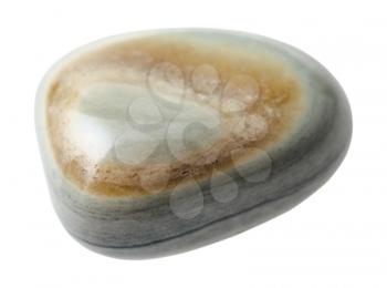 natural mineral gem stone - gray agate gemstone isolated on white background close up