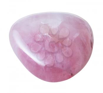 natural mineral gem stone - specimen of rose quartz gemstone isolated on white background close up
