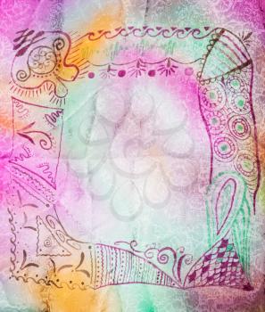 textile background - hand drawing abstract picture on silk batik