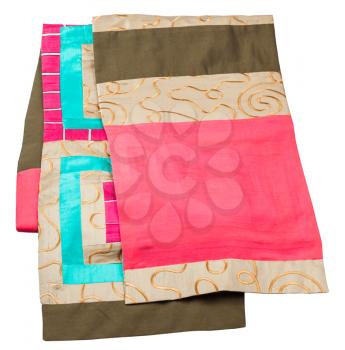 handmade patchwork silk scarf isolated on white background