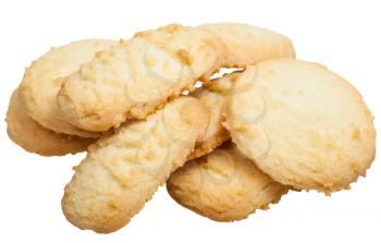several sweet Shortbread cookie isolated on white background