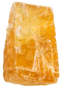 macro shooting of collection natural rock - crystal of orange Calcite mineral stone isolated on white background
