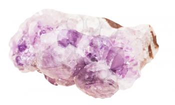 macro shooting of collection natural rock - amethyst druse mineral stone isolated on white background