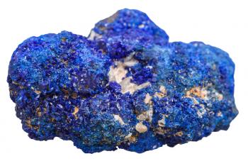 macro shooting of collection natural rock - crystalline azurite mineral stone isolated on white background