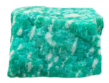 macro shooting of collection natural rock - amazonite (green microcline feldspar) mineral stone isolated on white background