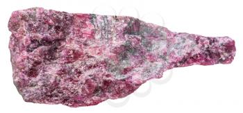 macro shooting of collection natural rock - eudialyte (almandine spar) mineral stone isolated on white background