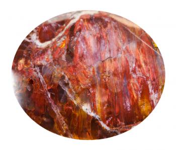 cabochon from red sunstone natural mineral gem stone isolated on white background