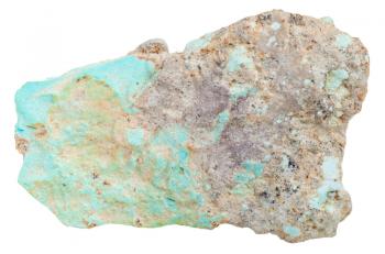 macro shooting of natural mineral stone - Turquoise gemstone isolated on white background