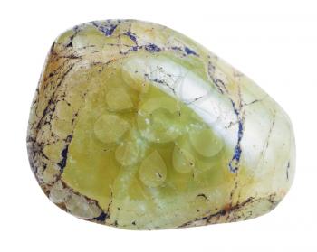 macro shooting of natural gemstone - tumbled Beryl mineral gem stone isolated on white background