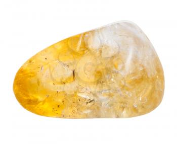 macro shooting of natural gemstone - pebble of citrine mineral gem stone isolated on white background