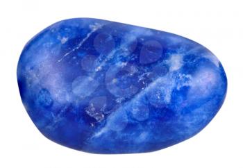 macro shooting of natural gemstone - lapis lazuli (azure stone, lazurite) mineral gem stone isolated on white background