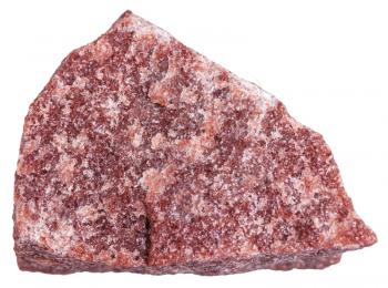 macro shooting of metamorphic rock specimens - red Quartzite stone isolated on white background