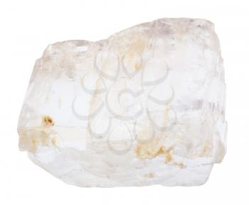 macro shooting of specimen of natural mineral - Petalite (castorite) gemstone isolated on white background
