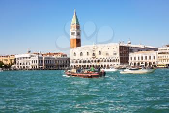travel to Italy - view of Doge's Palace (Palazzo Ducale) from San Marco basin in Venice.