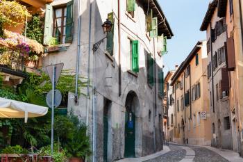 travel to Italy - old houses on street in Verona city