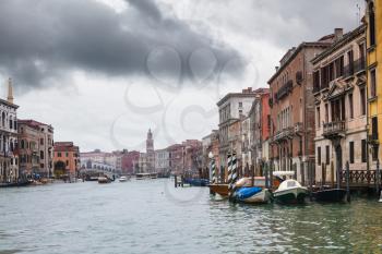 travel to Italy - gray clouds over Grand Canal in Venice in rainy autumn day
