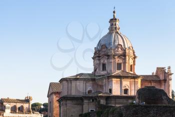 travel to Italy - dome of church santi luca e martina on roman forum in Rome city