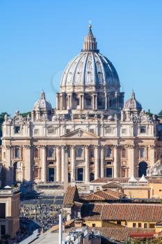 travel to Italy - Papal Basilica of Saint Peter and square in Vatican city, view from Castle of St Angel