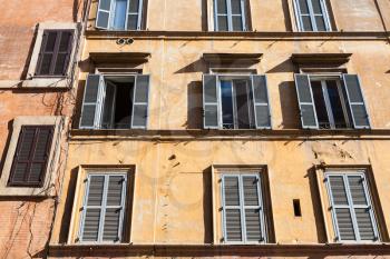 travel to Italy - front view of old house on street via Francesco Crispi in Rome city