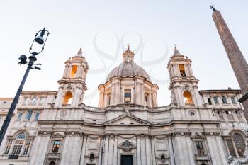 travel to Italy - facade of Church of Sant'Agnese in Agone ( Sant'Agnese) on Piazza Navona in Rome city