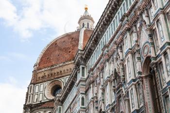 travel to Italy - decorated wall and dome of Duomo Cathedral Santa Maria del Fiore in Florence city