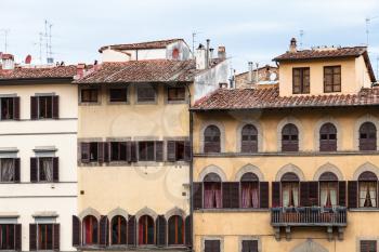 travel to Italy - front view of various medieval houses in Florence city