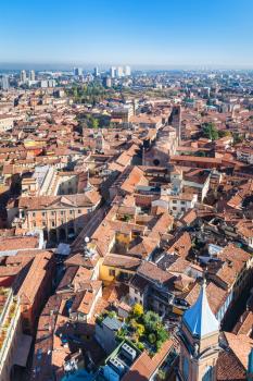 travel to Italy - above view of Bologna city from Asinelli tower