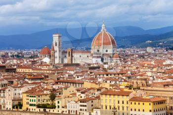 travel to Italy - skyline of Florence town with Duomo from Piazzale Michelangelo