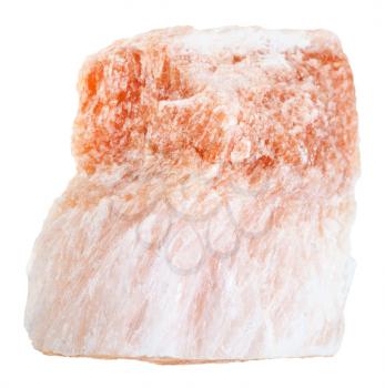 macro shooting of geological collection mineral - raw Selenite stone (variety of gypsum) isolated on white background
