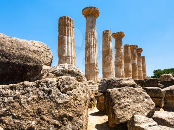 travel to Italy - ancient Temple of Heracles (Tempio di eracle) in Valley of the Temples in Agrigento, Sicily