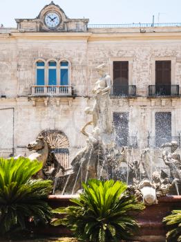 travel to Italy - Fountain of Diana on Piazza Archimede in Syracuse in Sicily