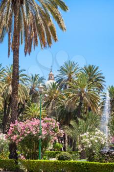 travel to Italy - public garden Villa Bonanno in Palermo city in summer in Sicily