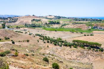 travel to Italy - countryside near Agrigento town on coast of Mediterranean sea in Sicily