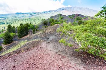 travel to Italy - ridge between old craters of the Etna mount in Sicily