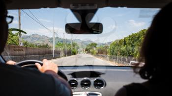 travel to Italy - driving a car in country region in Sicily