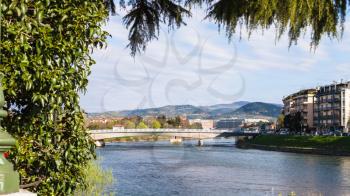 travel to Italy - view of Ponte Risorgimento of Adige river in Verona city in spring