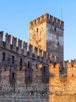 travel to Italy - Castelvecchio (Scaliger) Castel in Verona city in evening