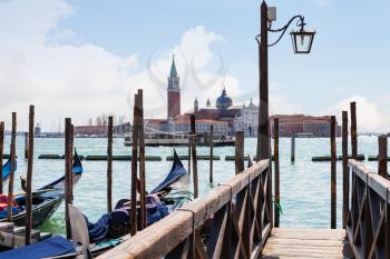 travel to Italy - view of San Giorgio Maggiore from pier in Venice city in spring
