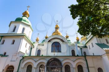 travel to Ukraine - facade of Saint Sophia (Holy Sophia, Hagia Sophia) Cathedral in Kiev city in spring