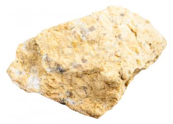 macro shooting of specimen of natural mineral rock - piece of narsarsukite stone isolated on white background from Kola Peninsula