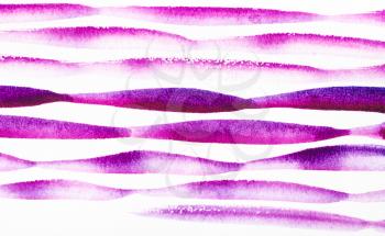 training drawing in suibokuga style with watercolor paints - magenta waves on surface of sea on white paper