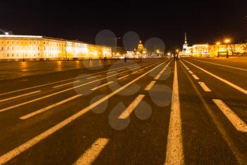 view of Palace Square in Saint Petersburg city in night