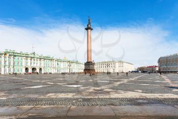 view of Palace Square in Saint Petersburg city in spring