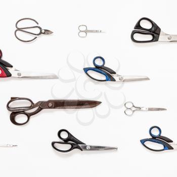 ornament from various shears on white background