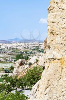 Travel to Turkey - view of valley near Goreme town in Cappadocia in spring
