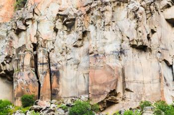 Travel to Turkey - old volcanic rocks in Ihlara Canyon of Aksaray Province in Cappadocia in spring