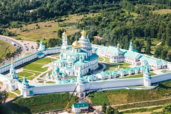 above view of New Jerusalem (Novoiyerusalimsky, Voskresensky Resurrection) Monastery in Moscow Region in summer day