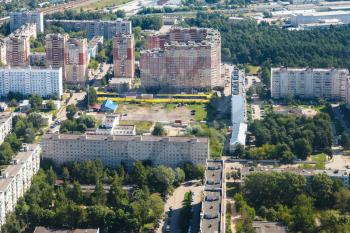 above view of residential district in Dedovsk town in Moscow Region of Istrinsky district