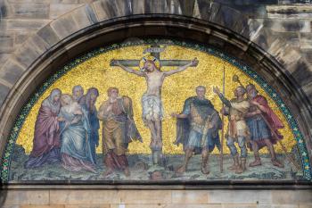 travel to Germany - outdoor wall decor of Bremen Cathedral ( Bremer Dom, St Petri Dom zu Bremen) in Bremen city